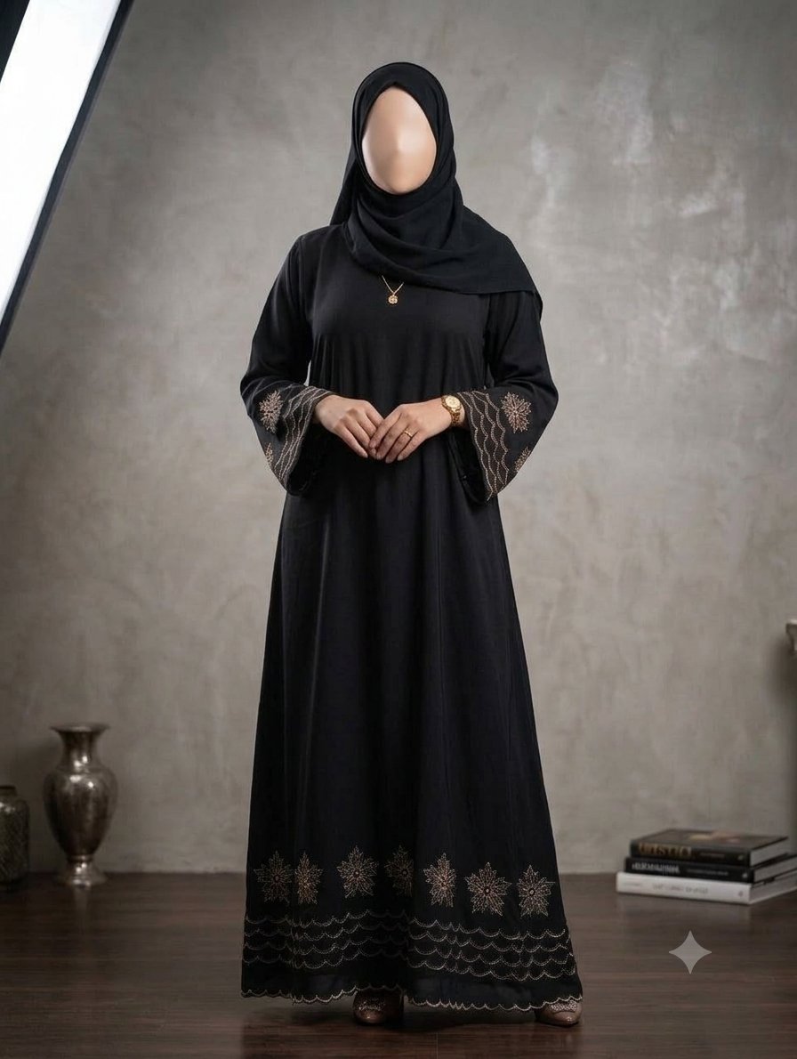 Gilded Starburst Embroidered Nidha Abaya
